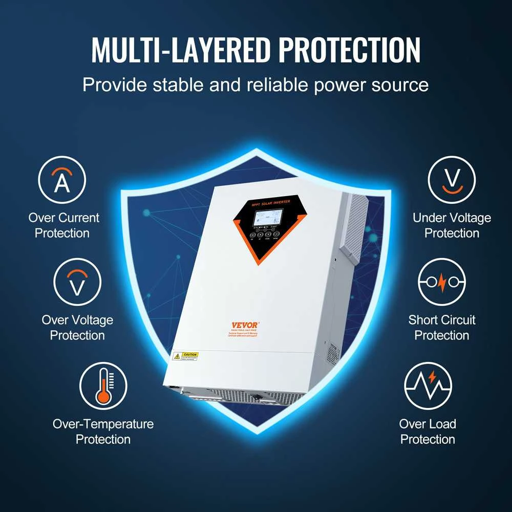 VEVOR Hibridinis saulės inverteris kroviklis 5500W 230V su 100A MPPT