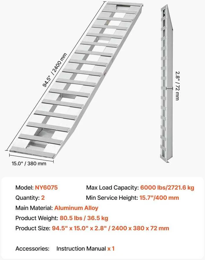 VEVOR Įkrovimo rampų rinkinys 2 vnt 2400 x 380 mm