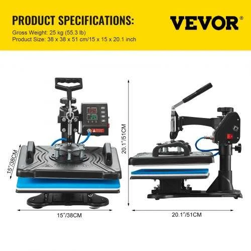 VEVOR Šilumos presas 12x15 colių 10 viename