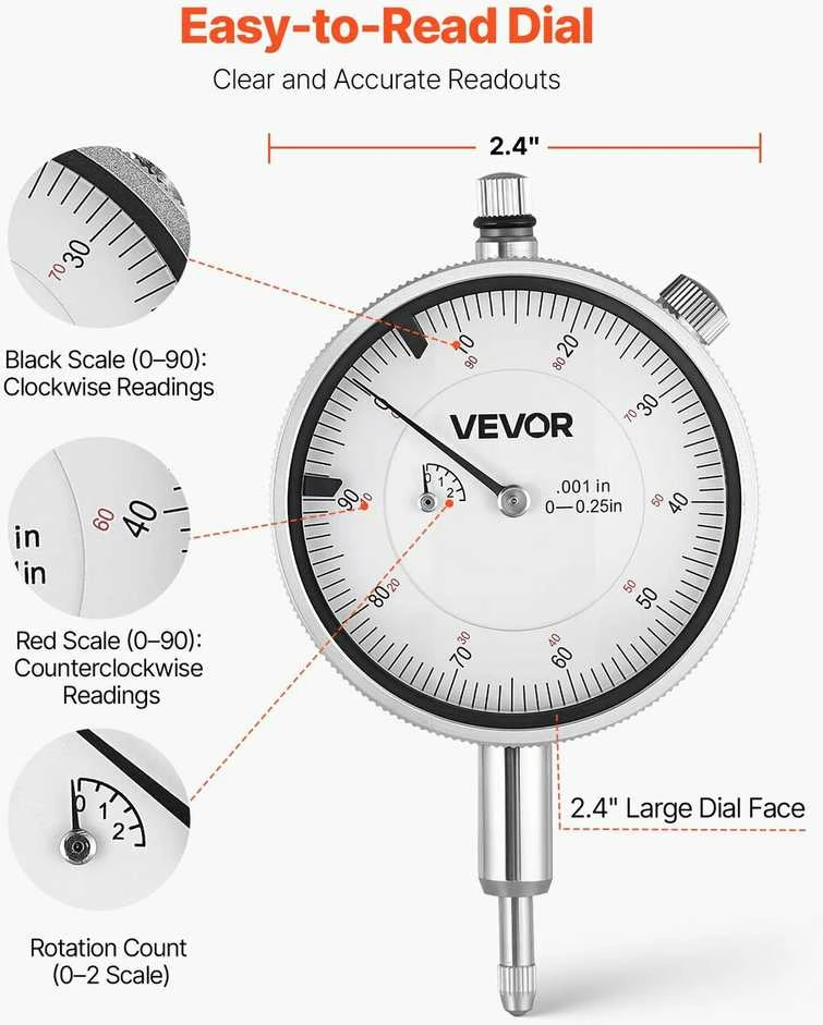 VEVOR Indikatorius ir matuoklis su 0.03 mm tikslumu