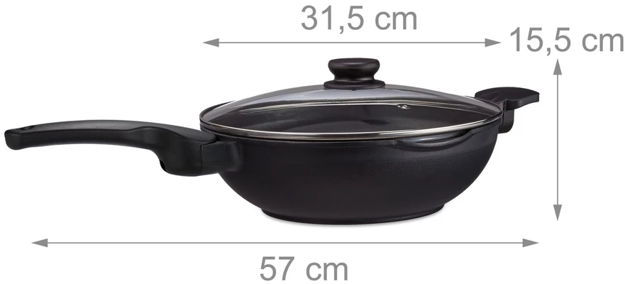 Relaxdays Indukcinė wok keptuvė su dangčiu