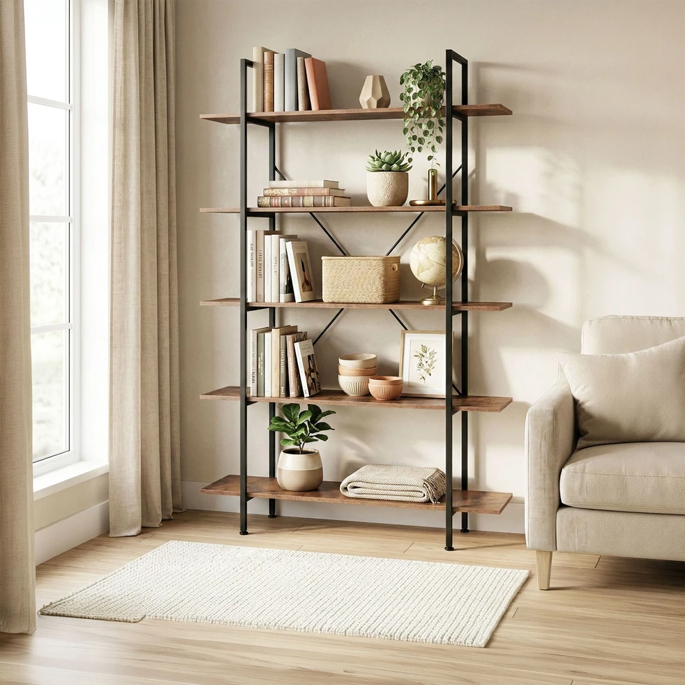 Relaxdays Industrinė knygų lentyna, 5 lentynos