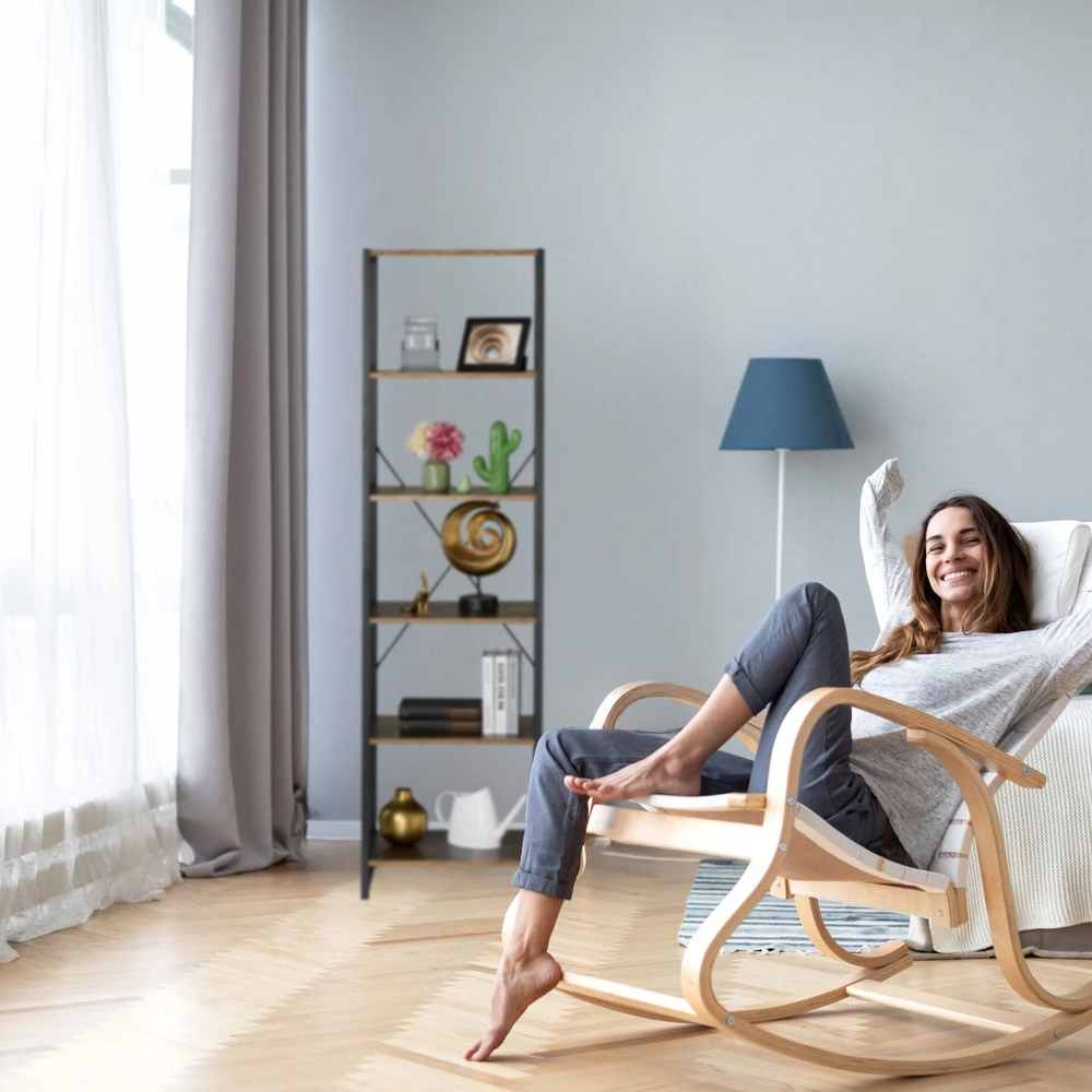 Relaxdays Industrinio stiliaus knygų lentyna su 6 lygiais