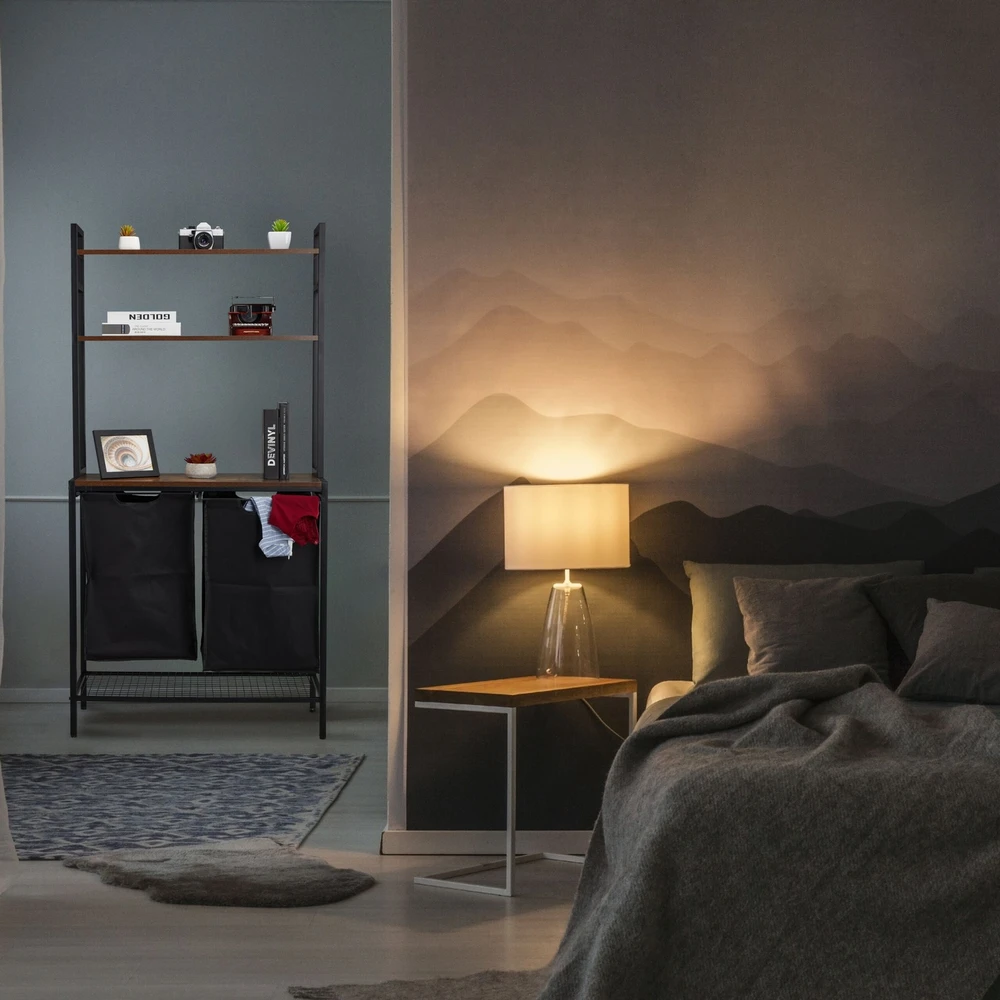 Relaxdays Industrinio stiliaus skalbinių krepšių stovas