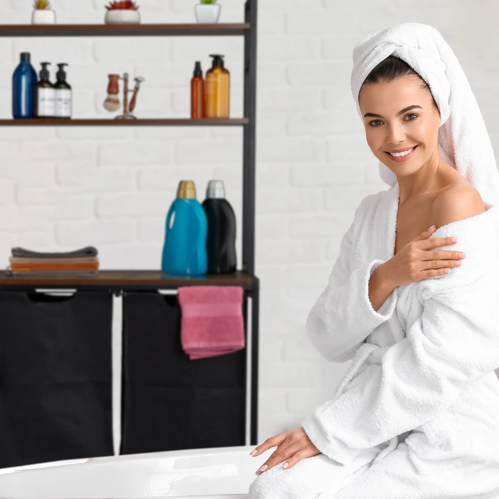 Relaxdays Industrinio stiliaus skalbinių krepšių stovas