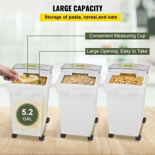 VEVOR Ingredientų konteineris su ratukais, 20 L, 3 vnt.