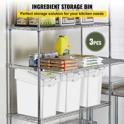 VEVOR Ingredientų konteineris su ratukais, 20 L, 3 vnt.