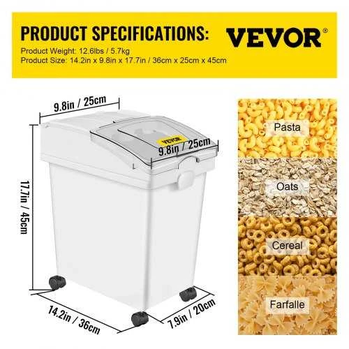 VEVOR Ingredientų konteineris su ratukais, 20 L, 3 vnt.