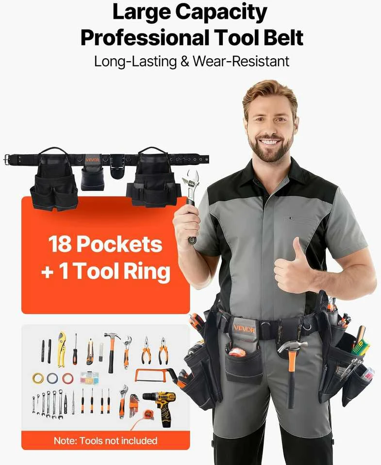 VEVOR Įrankių diržas su 18 kišenių