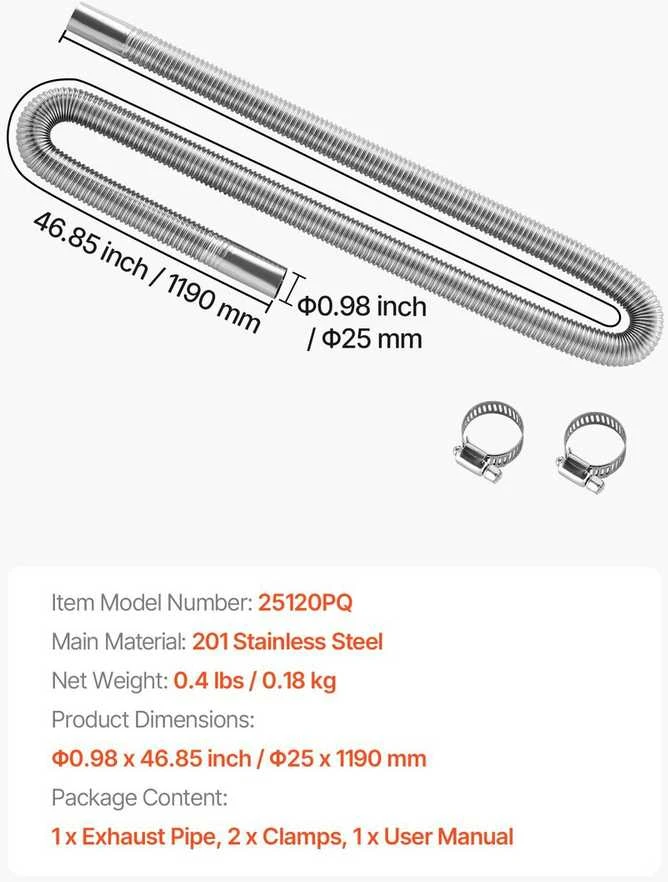 VEVOR Išmetimo žarna dyzeliniam šildytuvui