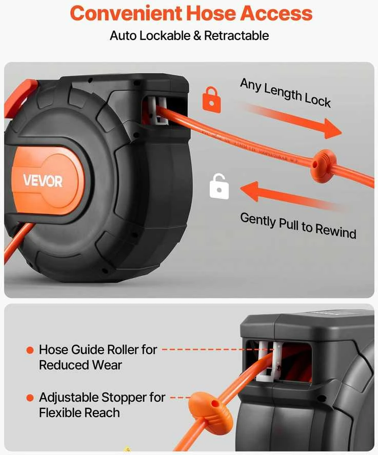 VEVOR Ištraukiama oro žarnos ritė, 15 m, 300 PSI