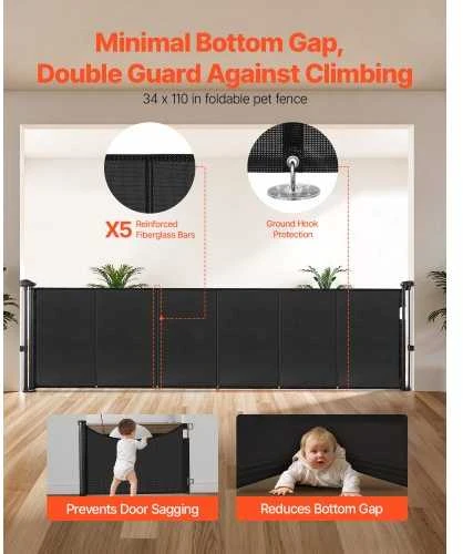 VEVOR Ištraukiama vaikiška užtvara 870 mm x 2800 mm