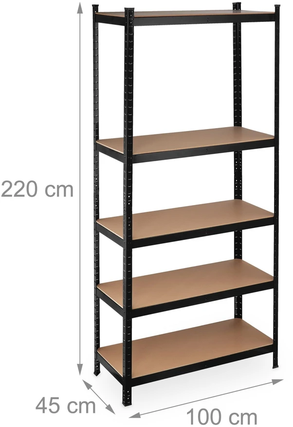 Relaxdays Itin tvirtas lentynų stelažas 220 cm juodas