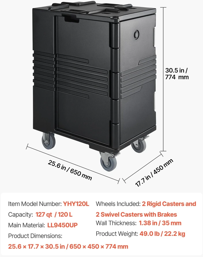 VEVOR Izoliuota maisto indų dėžė 120 l