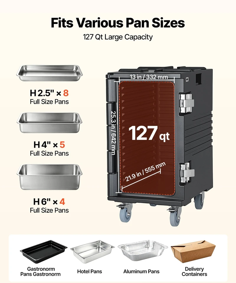 VEVOR Izoliuota maisto indų dėžė 120 l