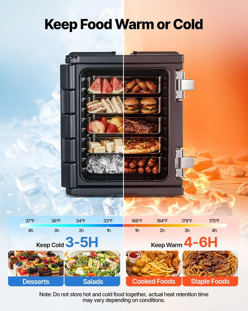 VEVOR Izoliuotas gastronominių indų transportavimo dėklas 75 l
