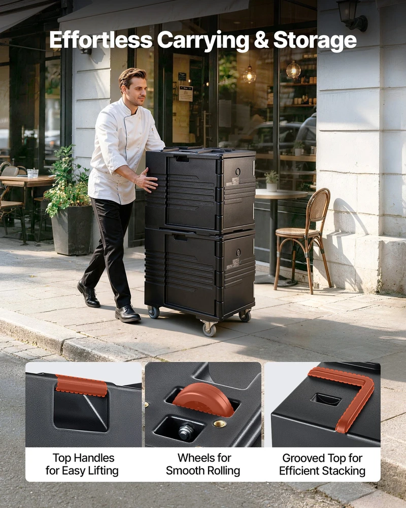 VEVOR Izoliuotas gastronominių indų transportavimo dėklas 75 l