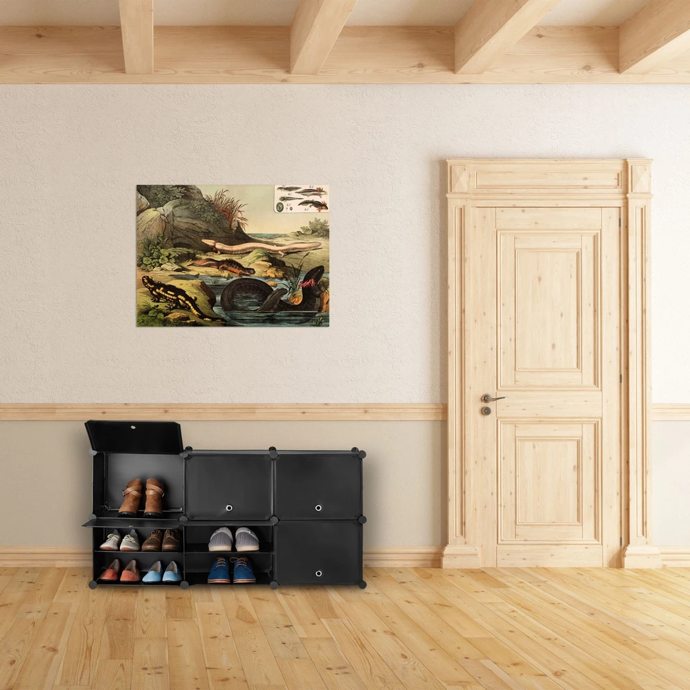 Relaxdays Juoda batų spintelė su 12 skyrių