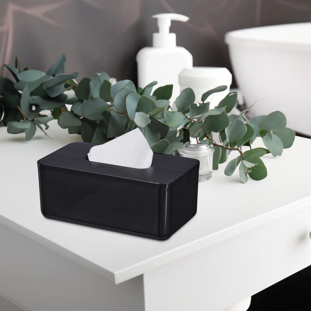 Relaxdays Juoda servetėlių dėžutė su bambukiniu dangteliu