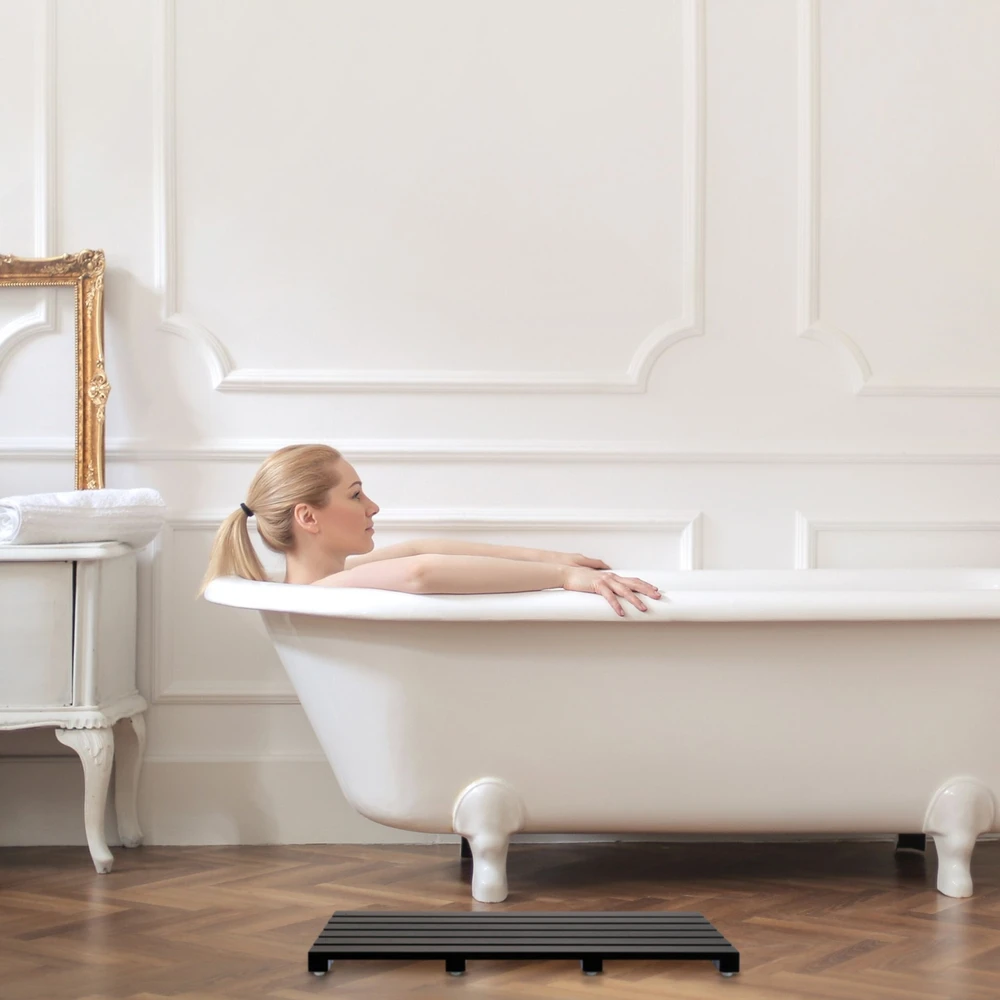Relaxdays Juodas bambukinis vonios kilimėlis