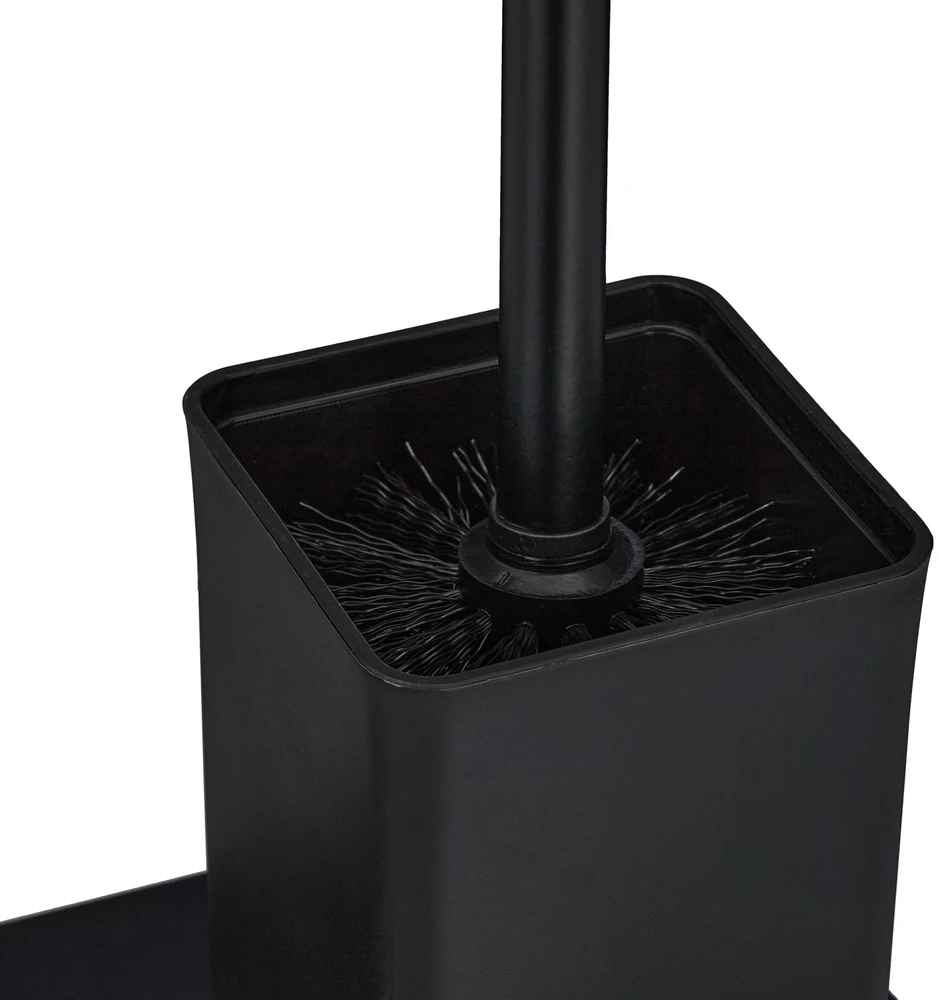 Relaxdays Juodas bambuko ir nerūdijančio plieno WC rinkinys