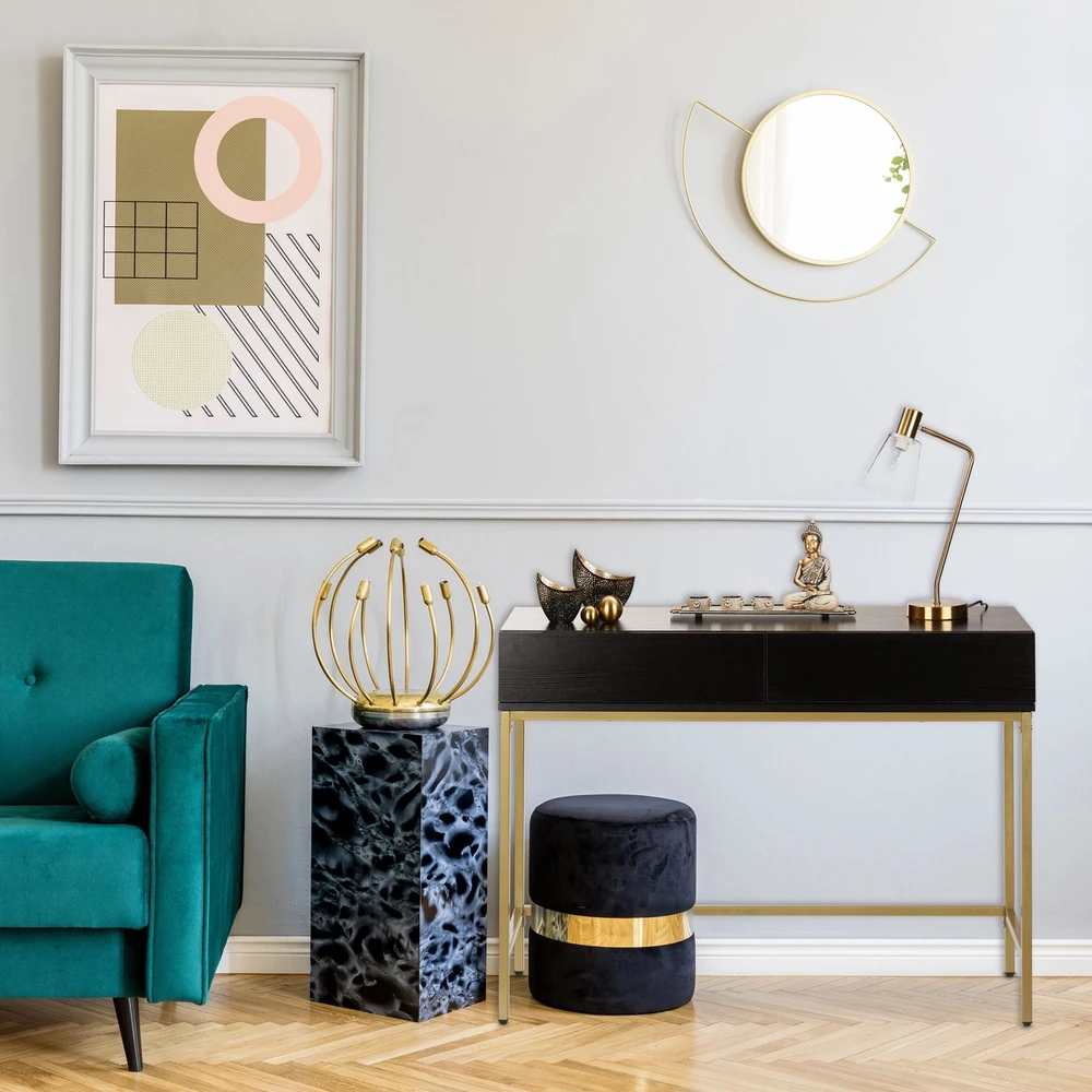 Relaxdays Juodas ir auksinis konsolinis staliukas