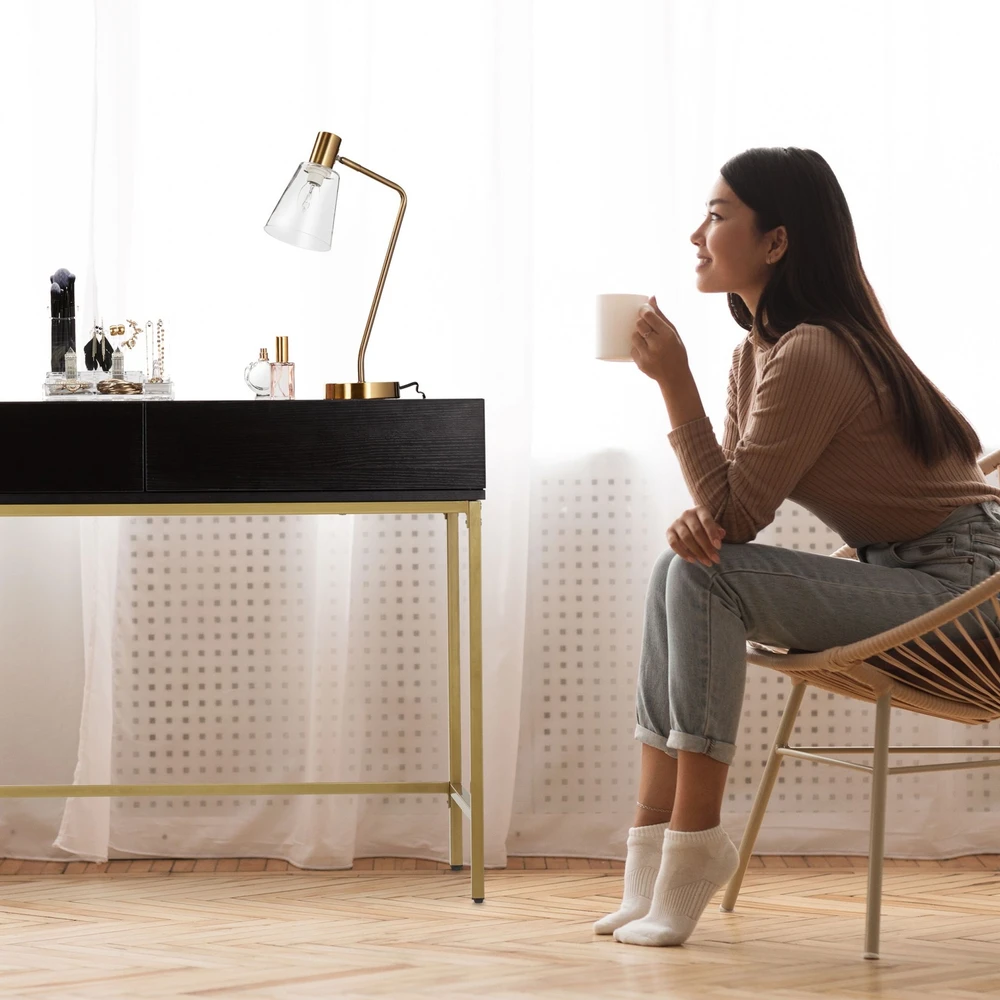 Relaxdays Juodas ir auksinis konsolinis staliukas
