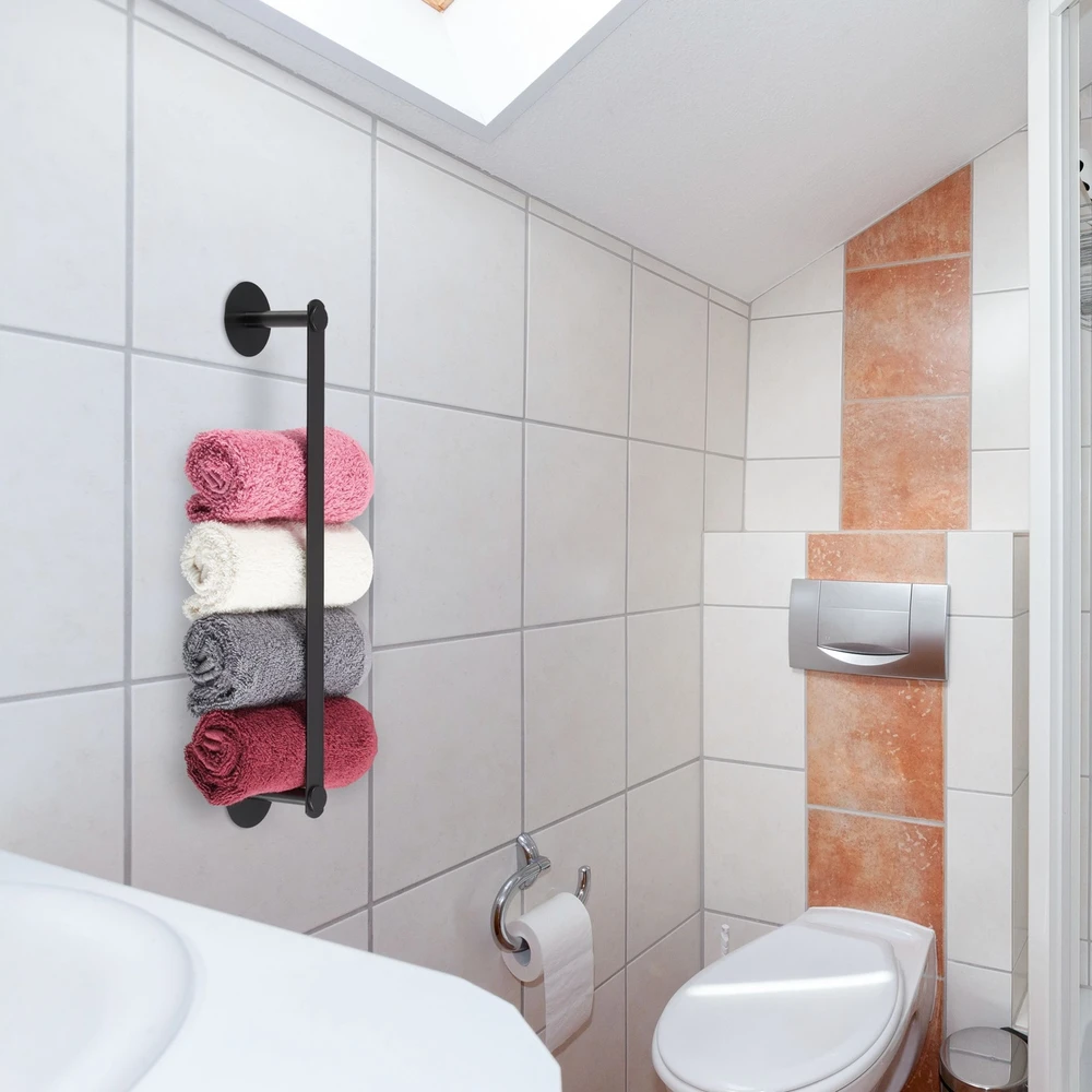 Relaxdays Juodas rankšluosčių laikiklis iš nerūdijančio plieno