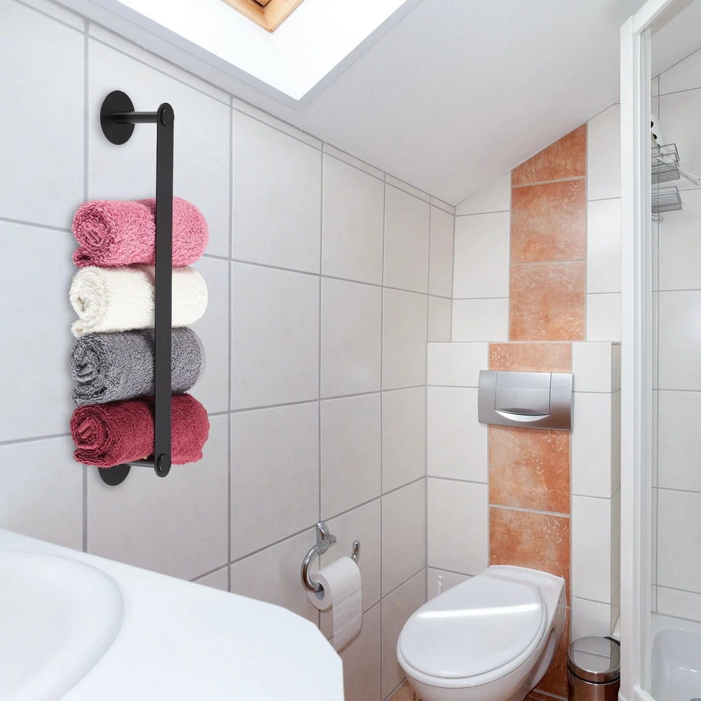Relaxdays Juodas rankšluosčių laikiklis iš nerūdijančio plieno