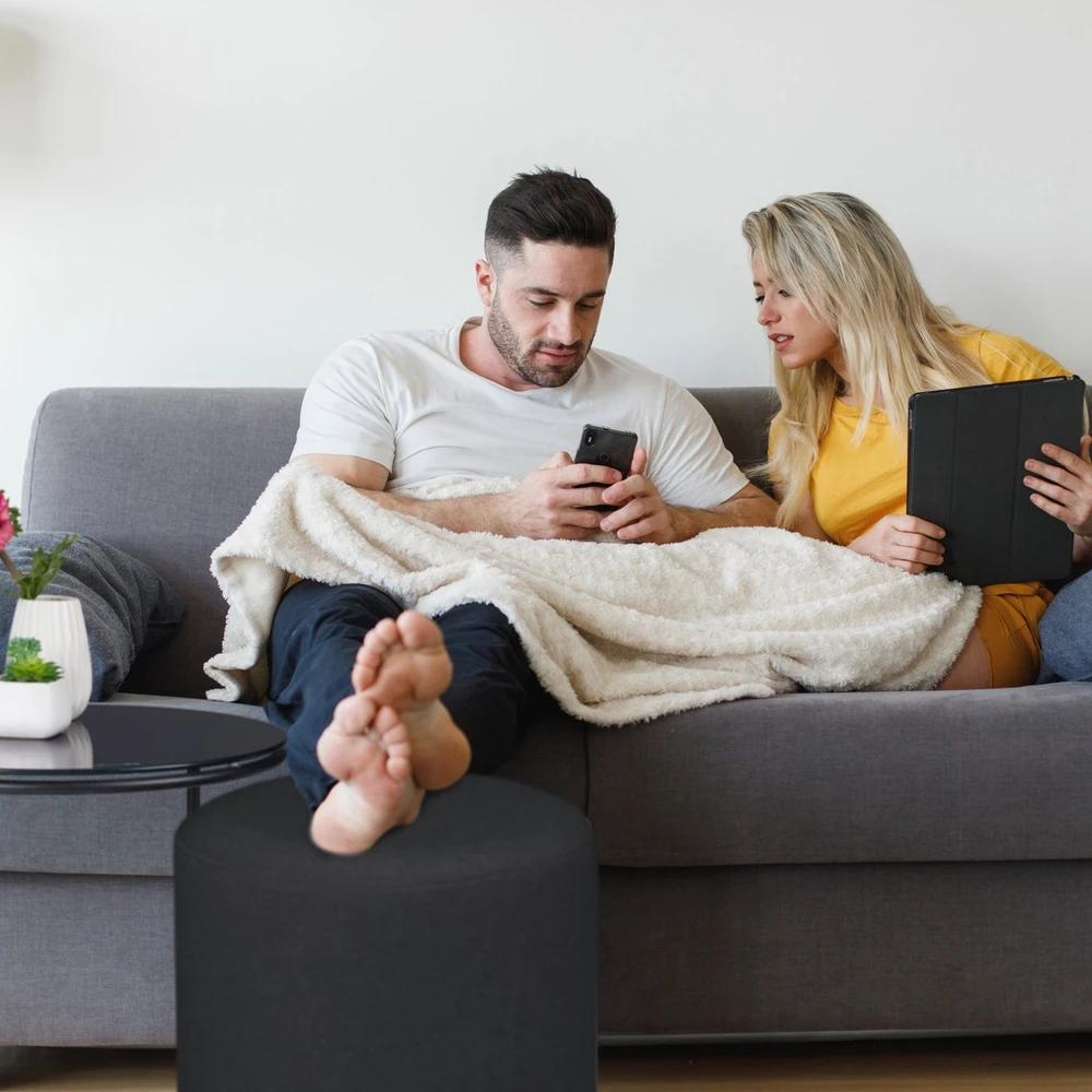 Relaxdays Juodas šoninis staliukas su taburete