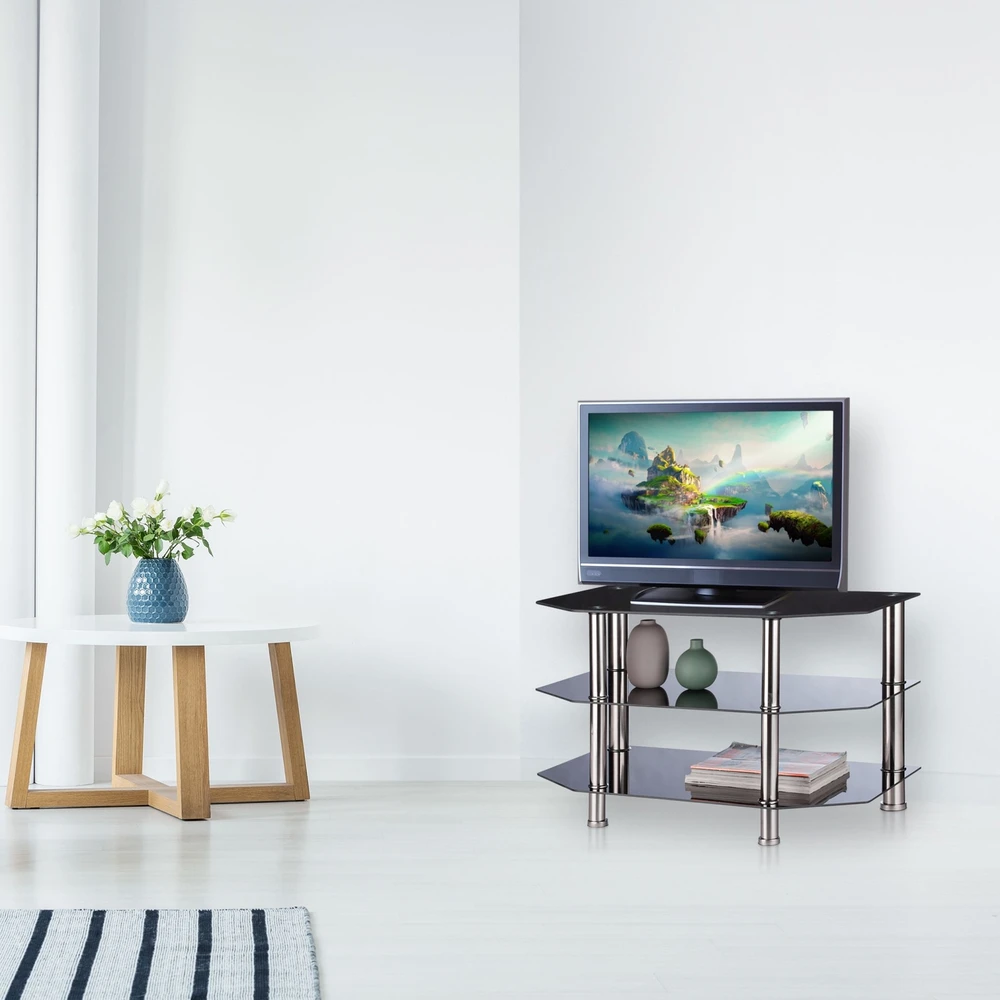 Relaxdays Juodas stiklinis TV staliukas
