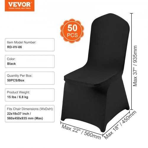 VEVOR Juodi elastiniai kėdžių užvalkalai 50 vnt.