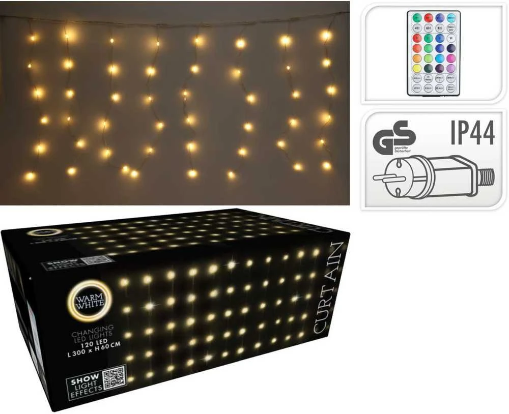 Christmas Decoration Kalėdinės užuolaidų lemputės 120 LED su pulteliu