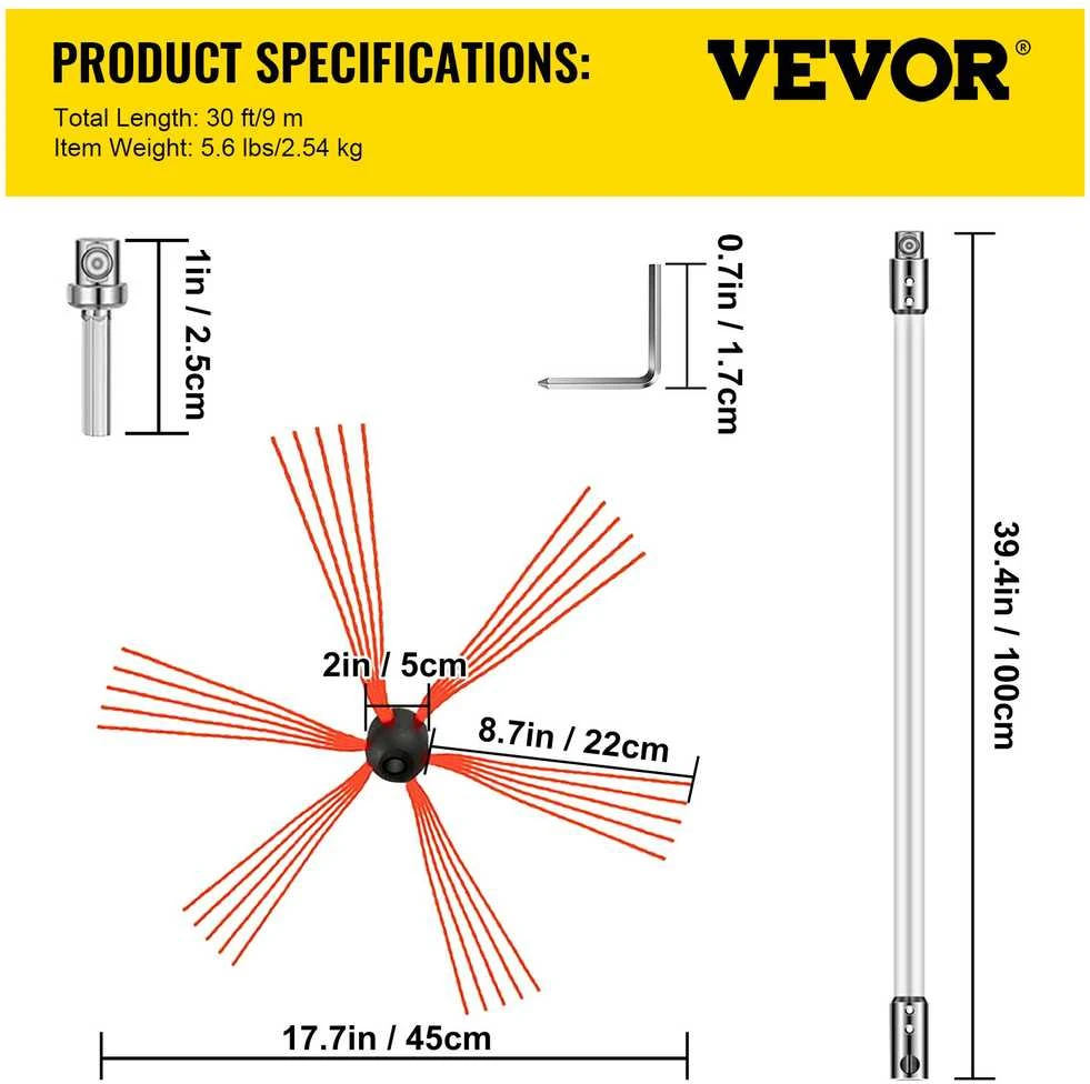 VEVOR Kaminų valymo rinkinys 9 m