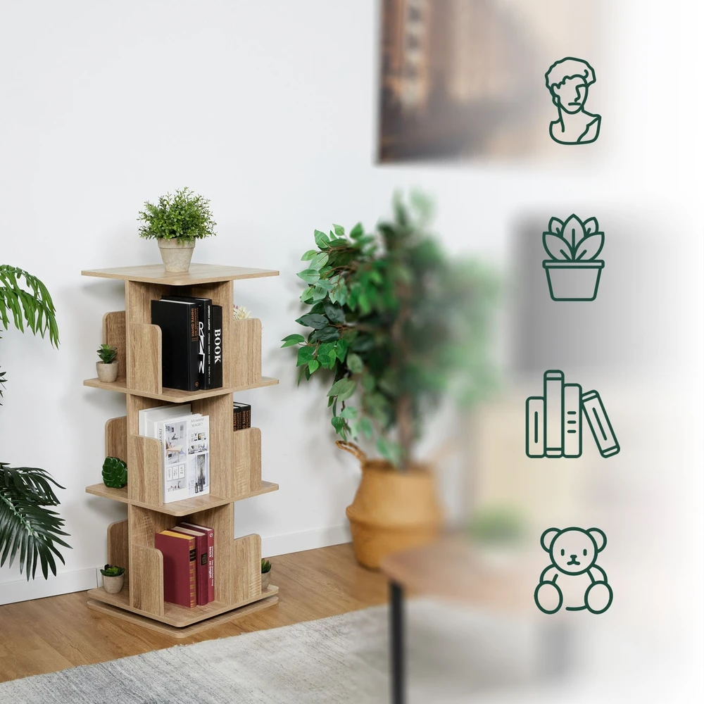 Relaxdays Kampinė besisukanti knygų lentyna