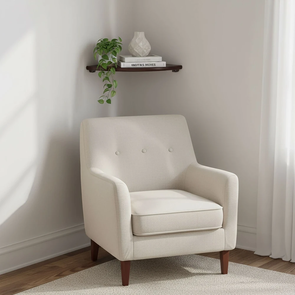 Relaxdays Kampinė sieninė lentyna riešutmedžio