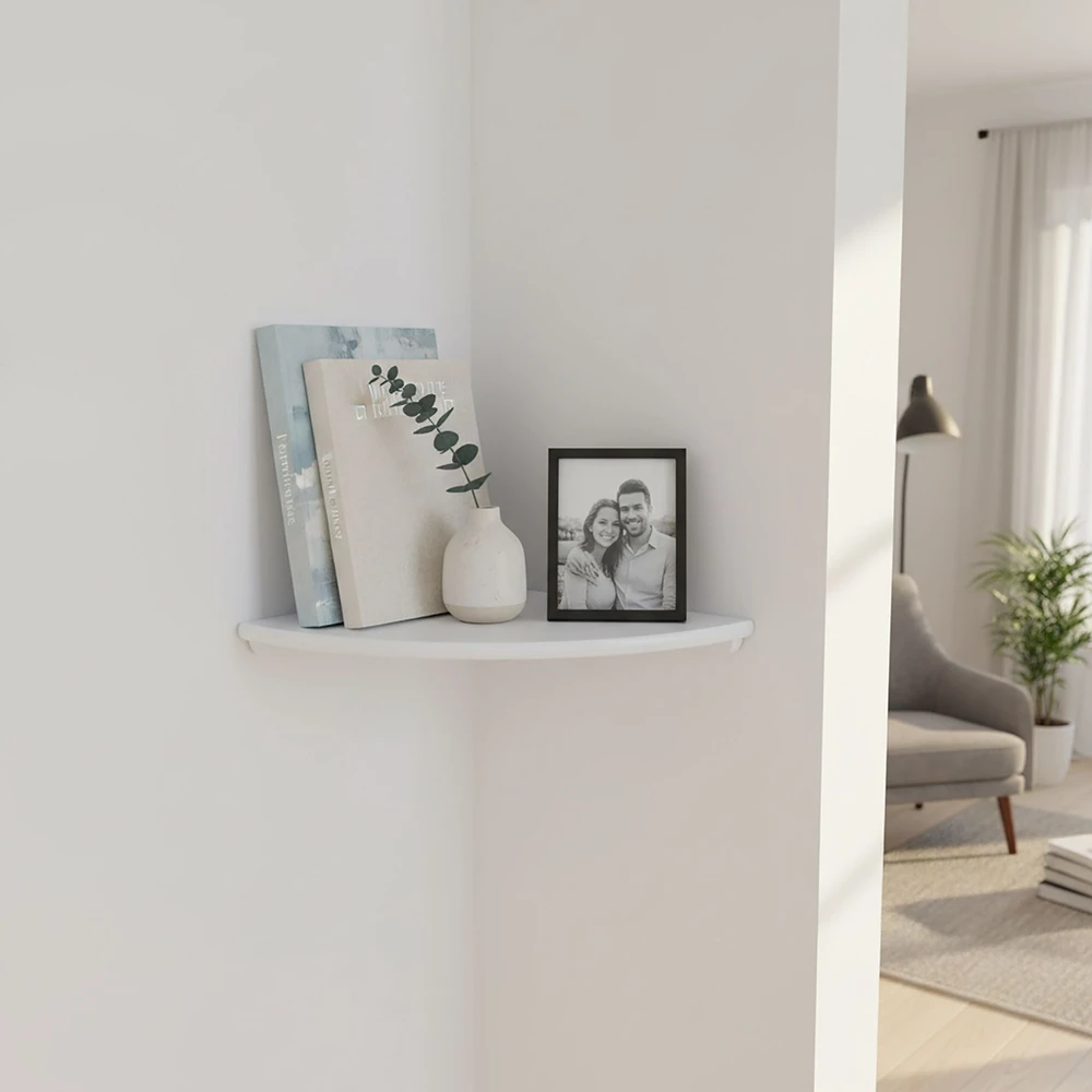Relaxdays Kampinė sieninė lentyna riešutmedžio spalvos
