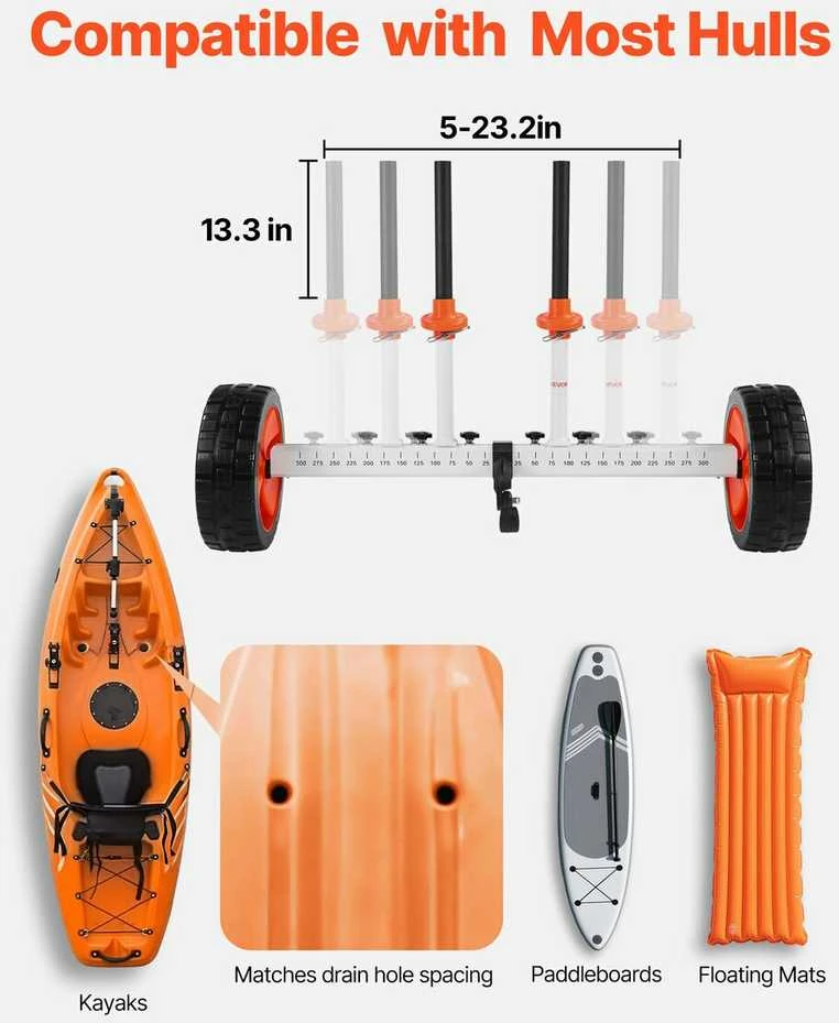 VEVOR Kanojų ir baidarių vežimėlis su 25 cm PU ratais