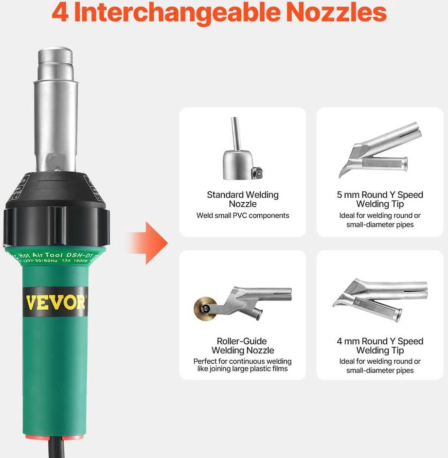 VEVOR Karšto oro plastiko suvirintojas 1600W su 14 priedų