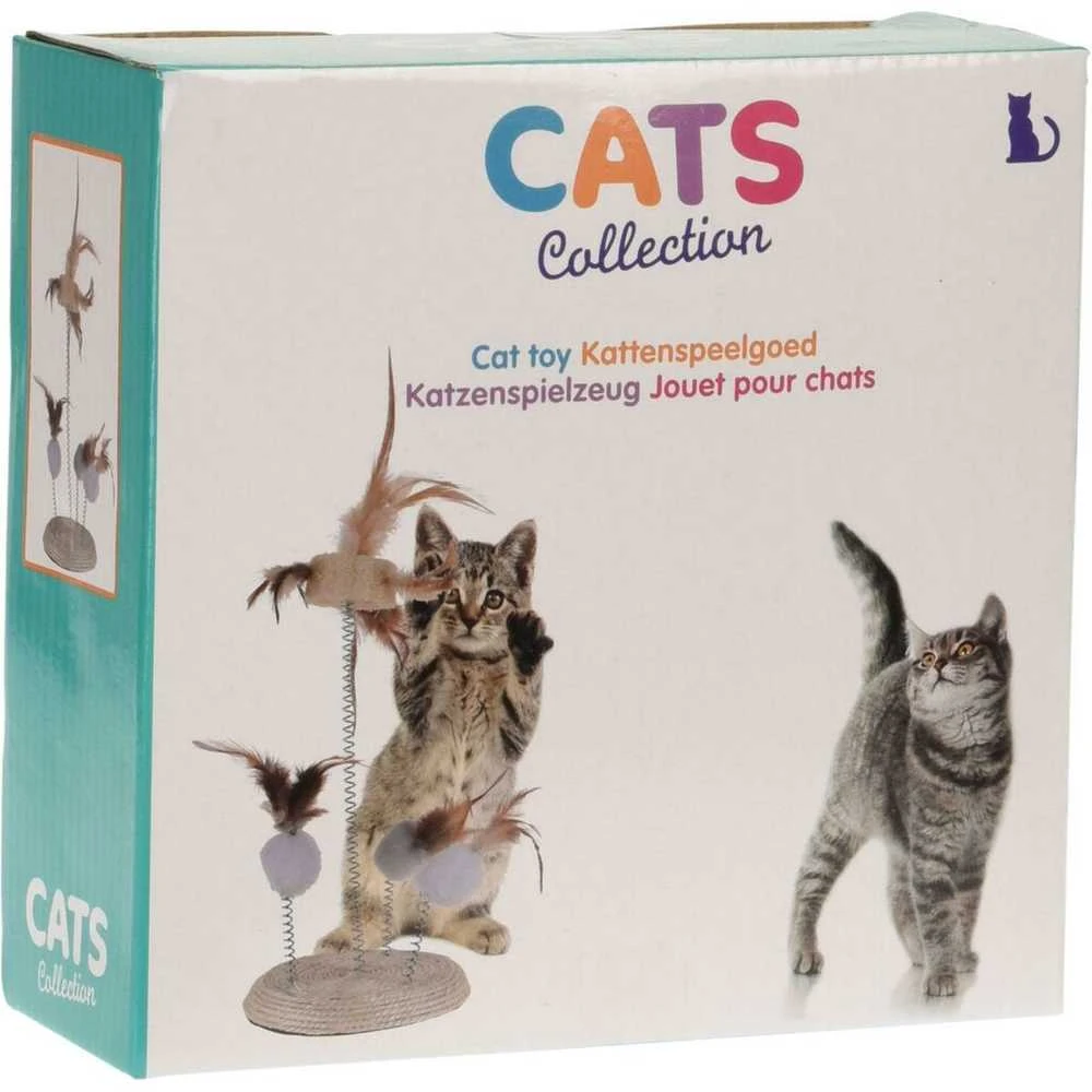 Cats Collection Spyruoklinis žaislas katėms, plunksnos, spyruokliniai žaislai kačiukams, 14x33 cm