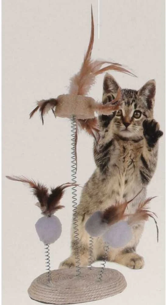 Cats Collection Spyruoklinis žaislas katėms, plunksnos, spyruokliniai žaislai kačiukams, 14x33 cm