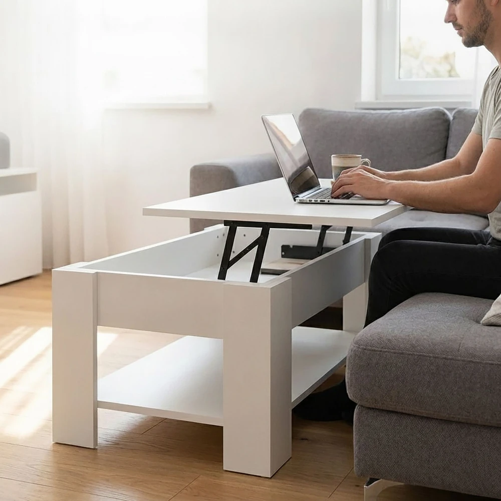 Relaxdays Kavos staliukas su pakeliamo stalviršio funkcija