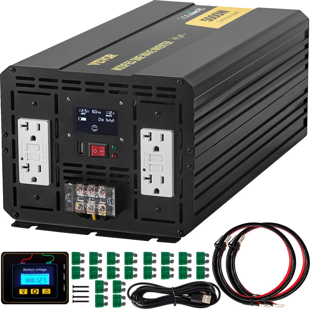 VEVOR Keitiklis 5000W 12V į 110V su LCD ekranu
