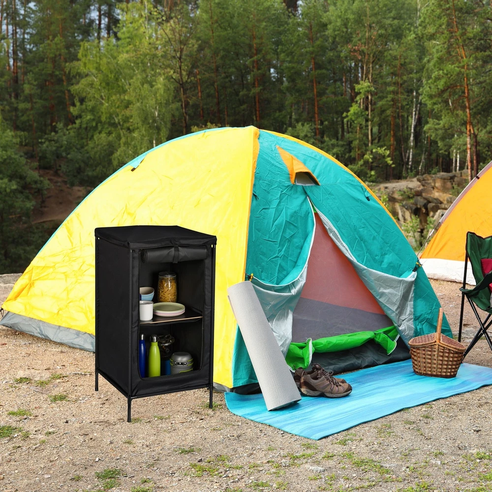 Relaxdays Kempingo spintelė su 2 lentynomis