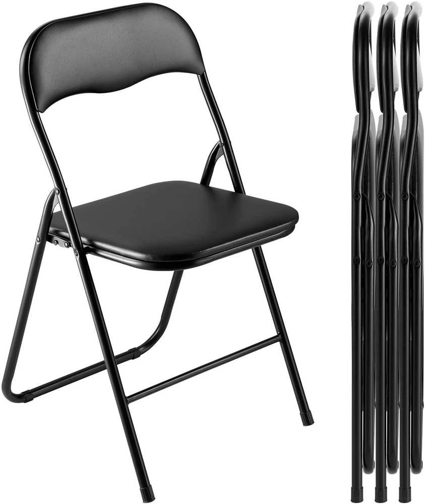VEVOR Keturių sulankstomų odinių kėdžių komplektas su paminkštinimu