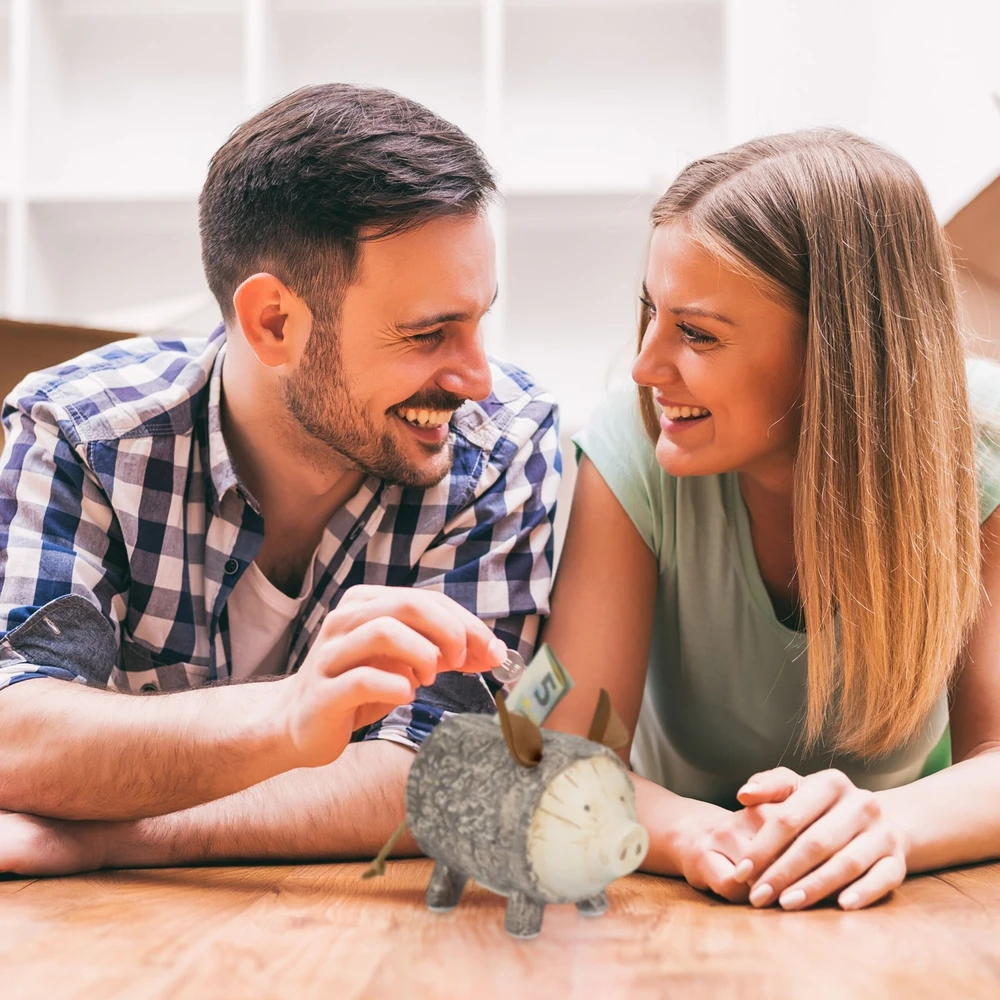 Relaxdays Kiaulytė taupyklė su medžio žievės dizainu