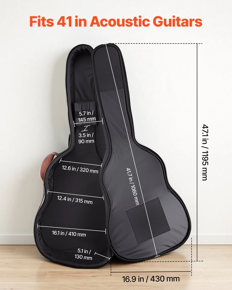 Kietas dėklas akustinei gitarai, 1195 mm