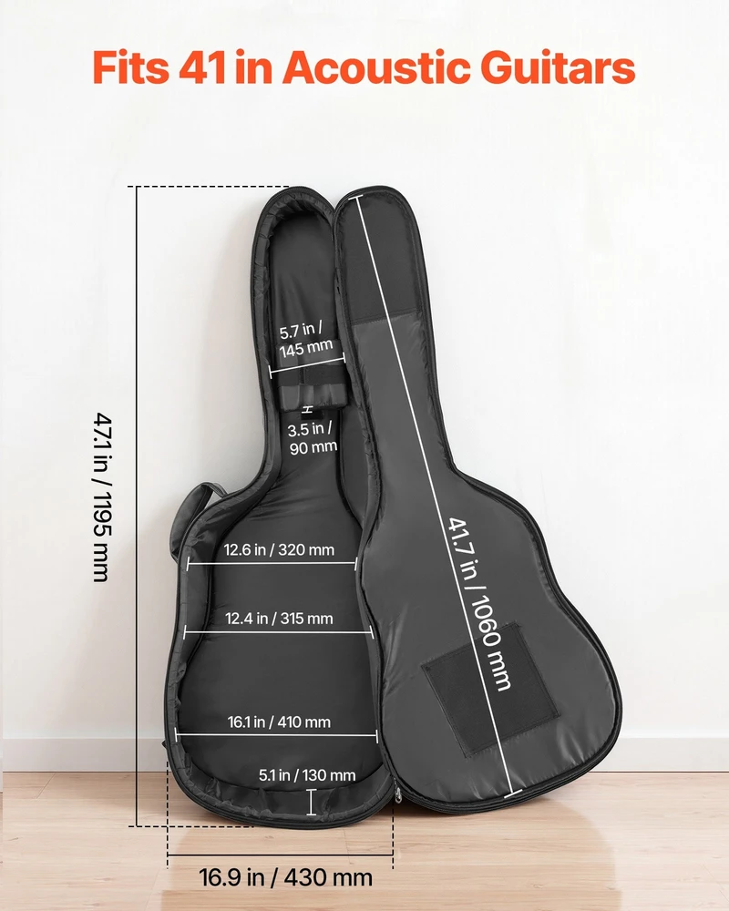 Kietas dėklas akustinei gitarai, 1195 mm