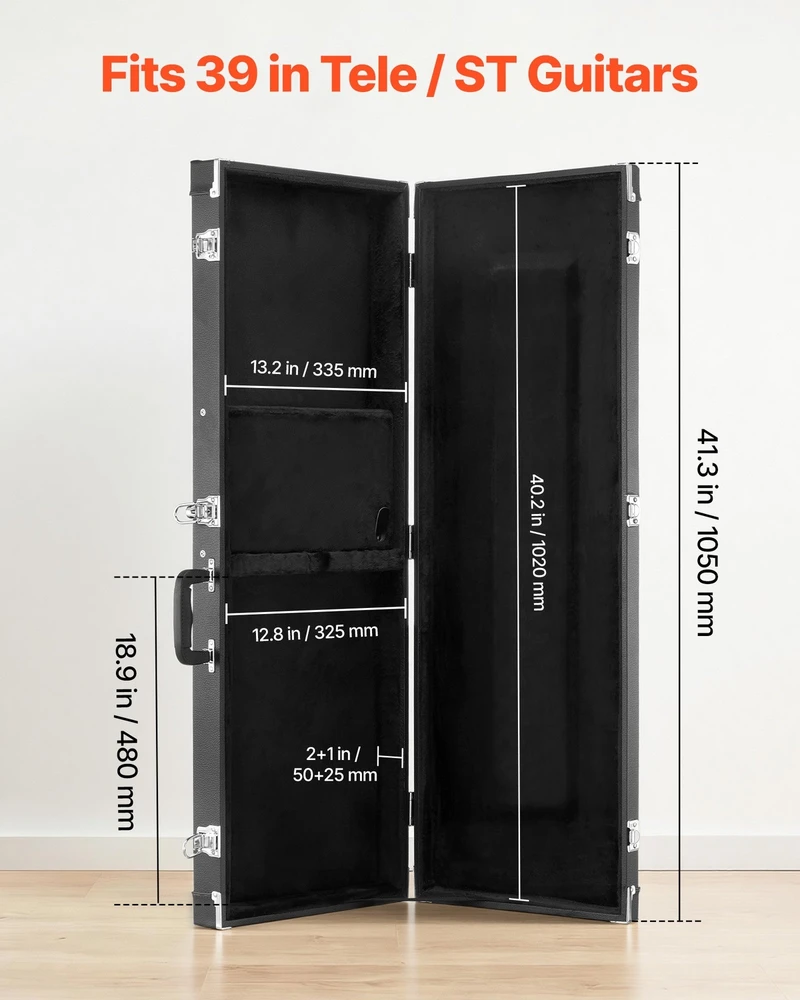 Kietas elektrinės gitaros dėklas, 1050 mm