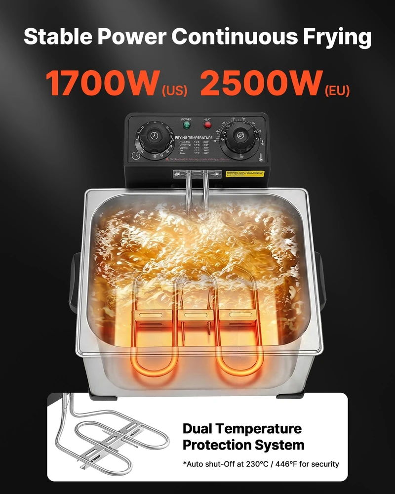 VEVOR Komercinė elektrinė gruzdintuvė 5,2 l